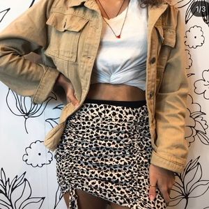 Red White & Black Heart Print Ruched Mini Skirt